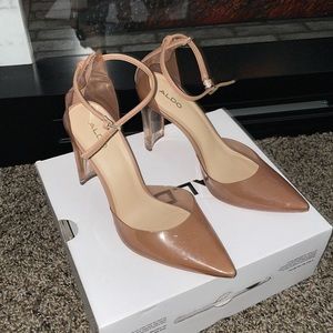 Also Clear tan heels worn once size 9